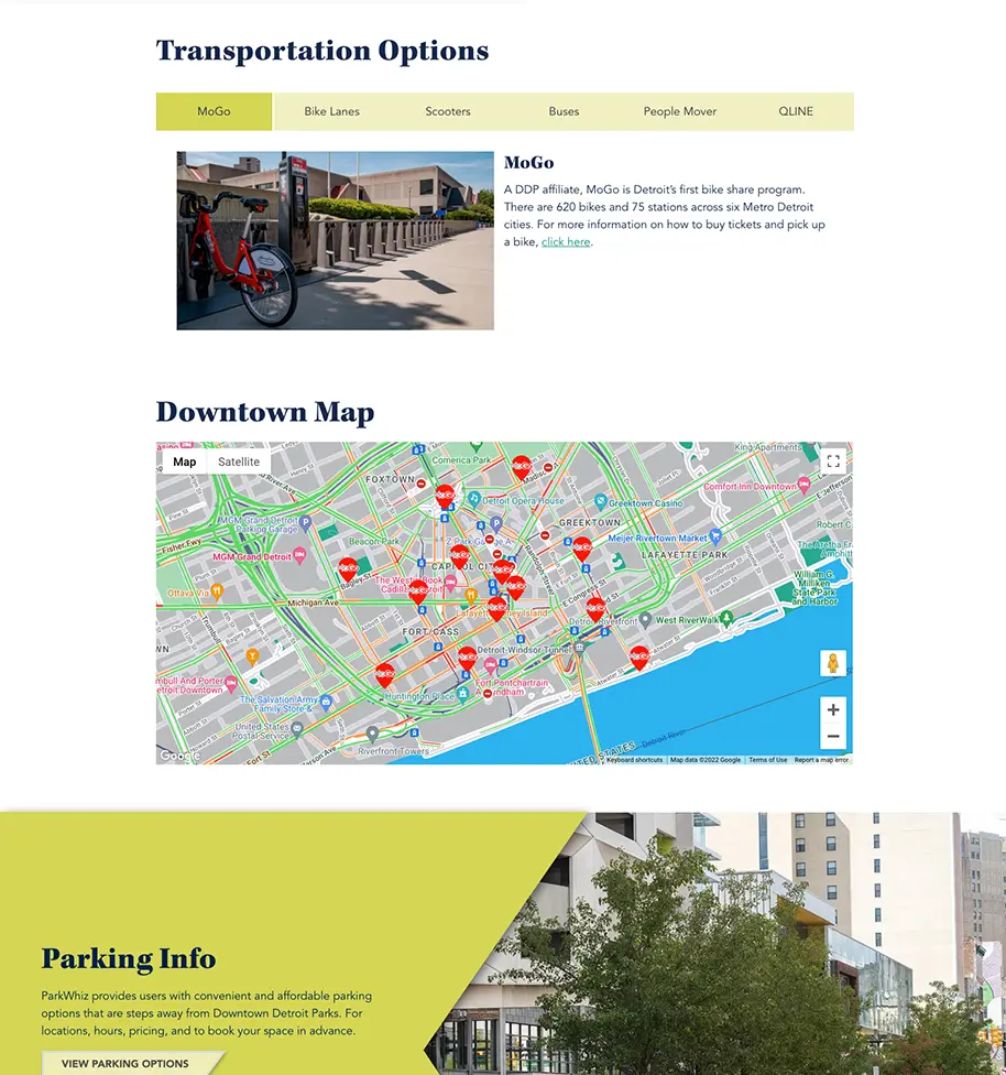 Downtown Detroit Partnership Website Screenshots