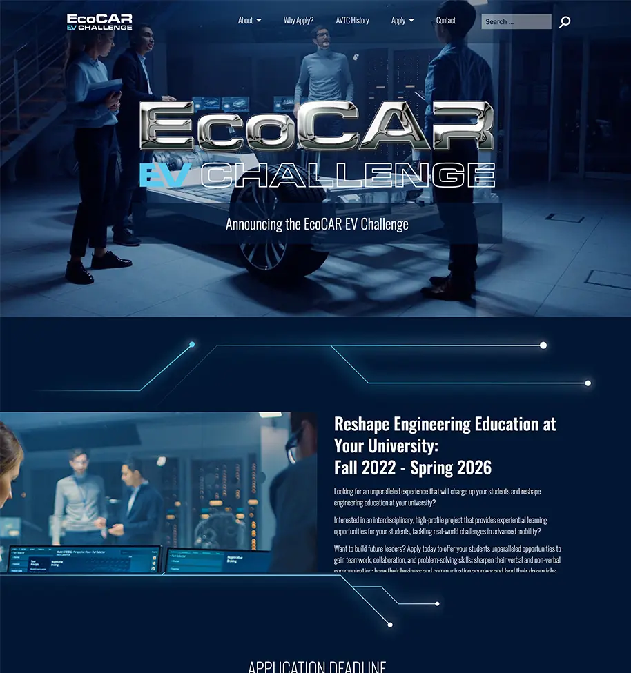 EcoCar EV Challenge Website Screenshot