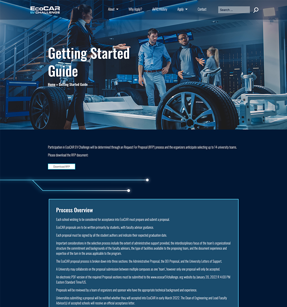 EcoCar EV Challenge Website Screenshot
