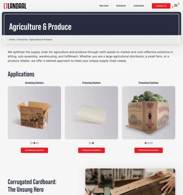 Landaal Packaging Systems - Website Screenshot