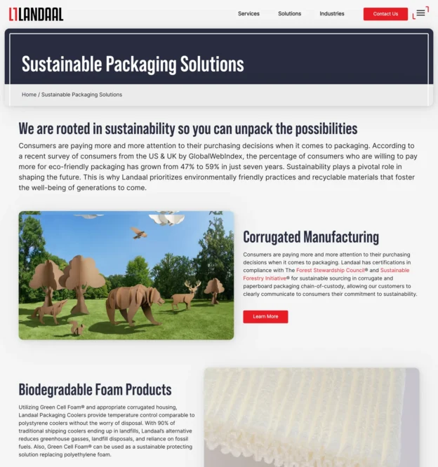 Landaal Packaging Systems - Website Screenshot