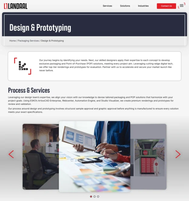 Landaal Packaging Systems - Website Screenshot