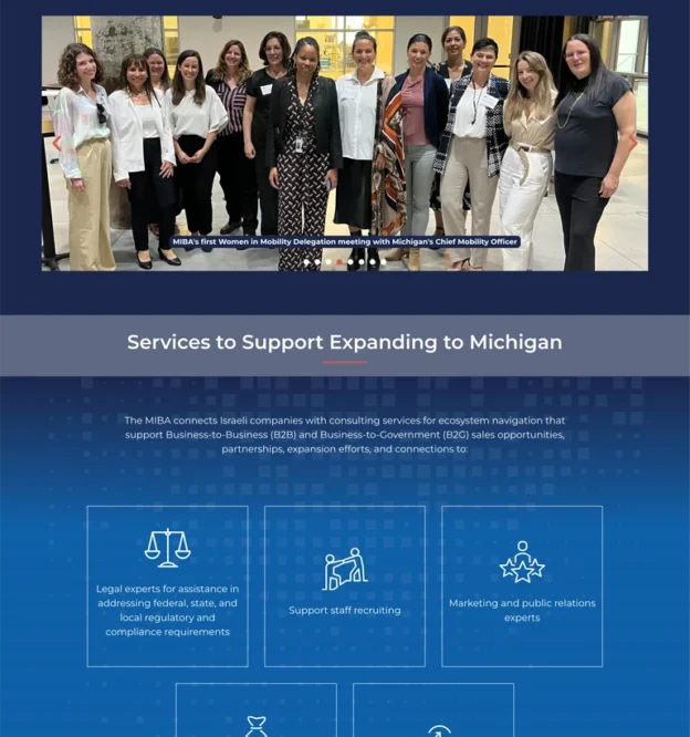 Michigan Israel Business Accelerator Website Screenshot